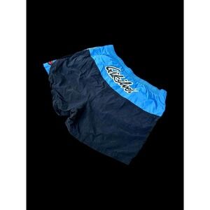 Vintage Y2K Quicksilver Swim Shorts Made In USA Red Men's Sz Large/XL Blue Black